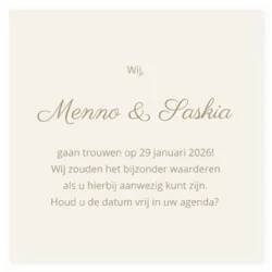 Save the date kaart parelmoerpapier