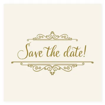 Save the date kaart met gouden sierlijst