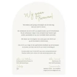 Trouwkaart enkel lijntekening met hartjes