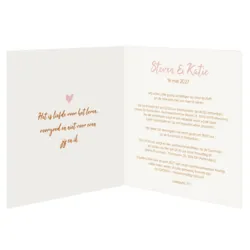 Trouwkaart mat gelamineerd roze met foliedruk