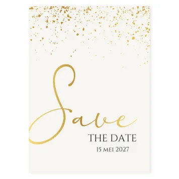 Save the date kaart foliedruk spetters