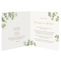 Trouwkaart botanisch kader met foliedruk