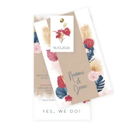 Huwelijkskaart - Tropische bloemen en kraftlook