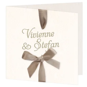 Trouwkaart champagne lint strikje