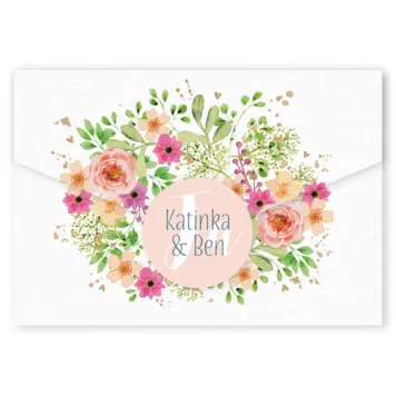 Huwelijkskaart - Pocketfold bloemenkaart