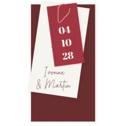 Trouwkaart labels in rood tinten