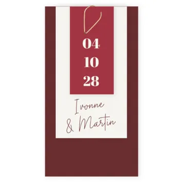 Trouwkaart labels in rood tinten
