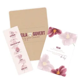 Huwelijkskaart - Aquarel bloemen met kraft
