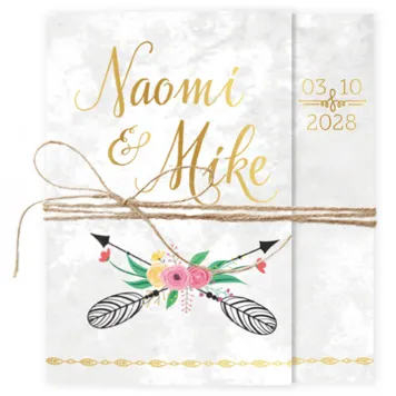 Trouwkaart boekje - Pijlen en bloemen