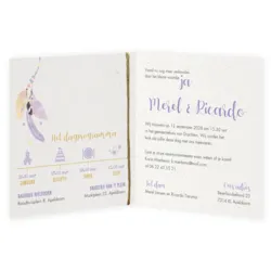 Trouwkaart Bohemian stijl met goudfolie