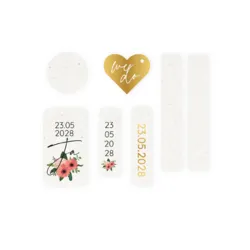 Huwelijkskaart - Bloemenkrans met labels