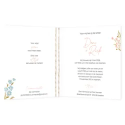 Huwelijkskaart - Bloemenpatroon met labels