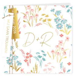 Huwelijkskaart - Bloemenpatroon met labels
