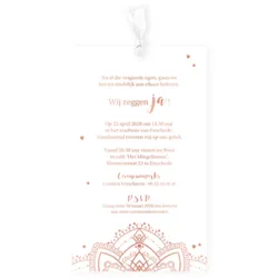 Trouwkaart hoesje mandala met witte strik