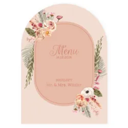 Menukaart - Ronde top bloemen en folie
