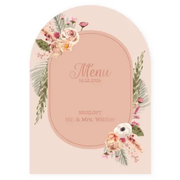 Menukaart - Ronde top bloemen en folie