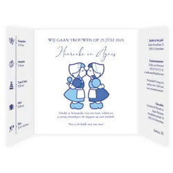Trouwkaart - Delfts Blauw lesbisch stel