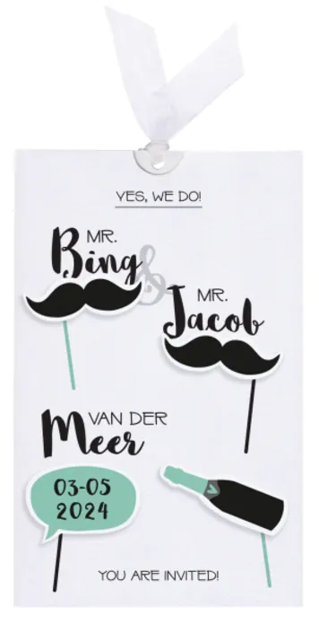 Hippe schuifkaart met props set - groen
