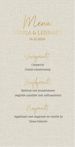 Menukaart - Linnen
