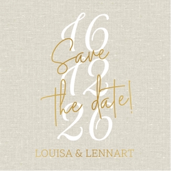 Save the date kaart - Linnen goudfolie