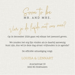 Save the date kaart - Linnen goudfolie