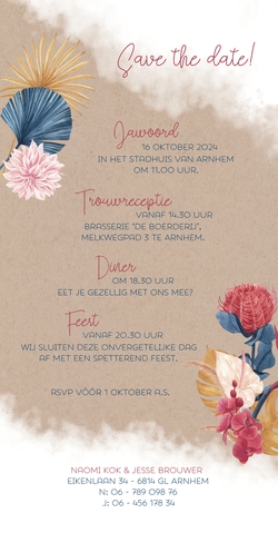 Huwelijkskaart - Wilde bloemen