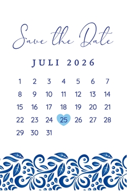 Save the date kaart - Delfts Blauw kalender