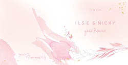 Huwelijkskaart - Roze aquarel blaadjes
