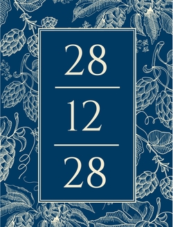 Elegant Wijnetiket met Botanisch Donkerblauw Design