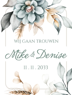 Watercolor Wijnetiket met groene bladeren